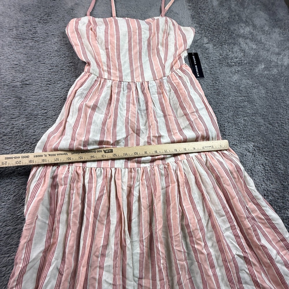 Donna Morgan Womens 8 Striped Maxi Dress Tiered Spaghetti Strap Linen Blend NWT - Picture 7 of 8
